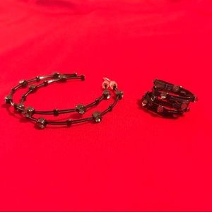 Black Rhinestone Earring and Ring Set 💎💎💎